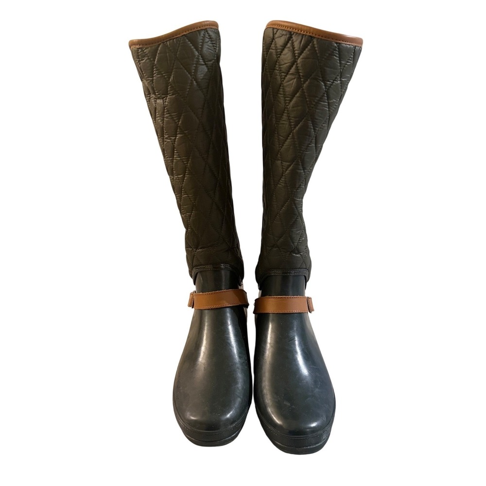 Sperry Top Sider Women's Waterproof Rubber Quilted Tall Boots Olive Green Sz 11 - Picture 2 of 12